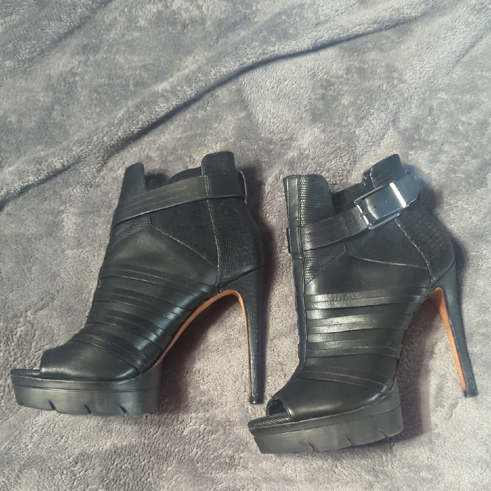 BCBGMaxAzria Black Strappy Heeled Boots